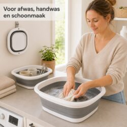 3-delige Opvouwbare Teilenset 3, 5 en 10 Liter – Afwasteilen en Wasbakken – Ruimtebesparend - handig - wit en grijs