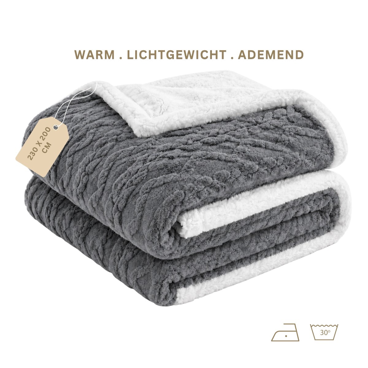 Naka-home-fleece-paid-grijs-230x200-warme-deken-bank-slaapkamer